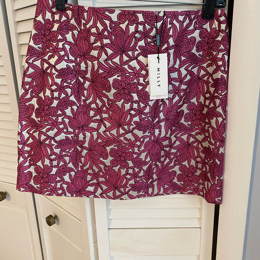 Milly Fuchsia Floral Mini Skirt
